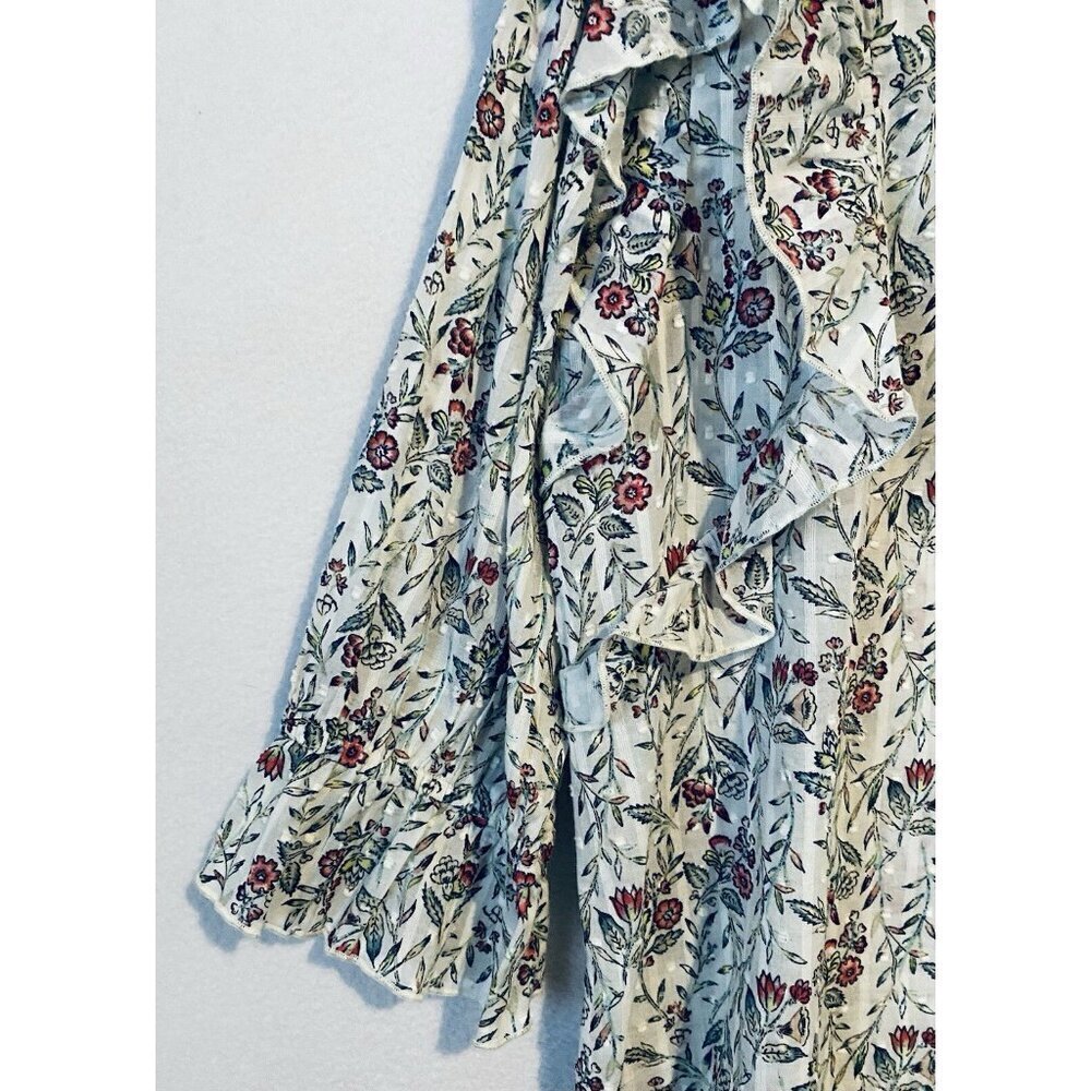 LOFT Top Womens Large Floral Ruffle Swiss Dot Prairie Cottagecore Romantic - Picture 4 of 10